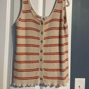 Madewell M orange and tan cream colored buttoned tank top